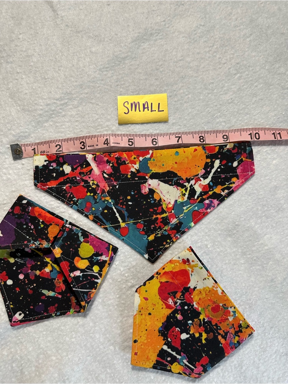 Handmade Pet Multicolor Paint-Splash Critter Cape Bandana Scarf Reversible - Picture 7 of 9